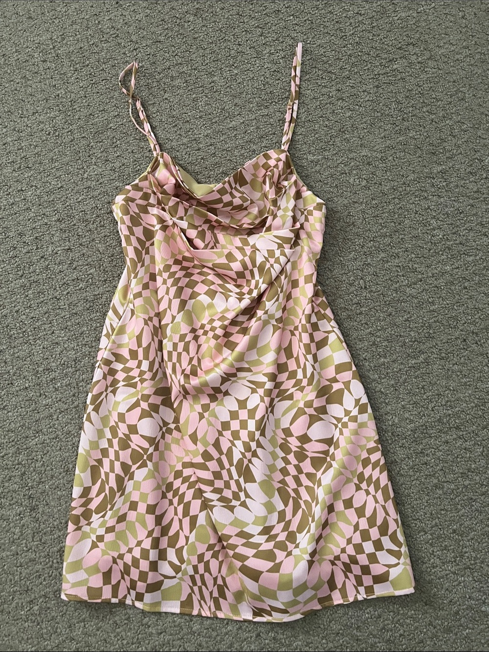 Pink & Bronze Geometric Slip Dress